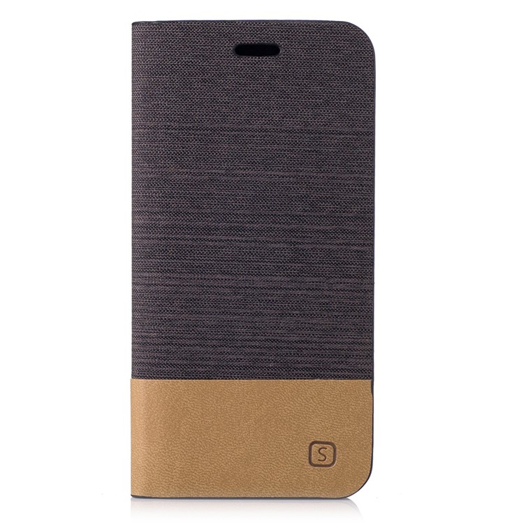 Contrast color linen pu leather case cover for samsung galaxy a3 (2017) - coffee