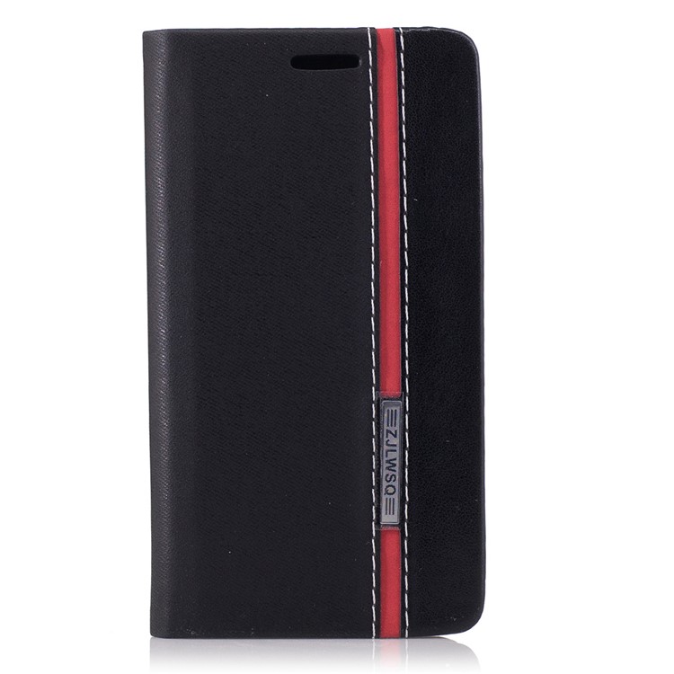 Contrast Color Leather Card Holder Phone Case with Stand for Samsung Galaxy A3 2017 - Black-1