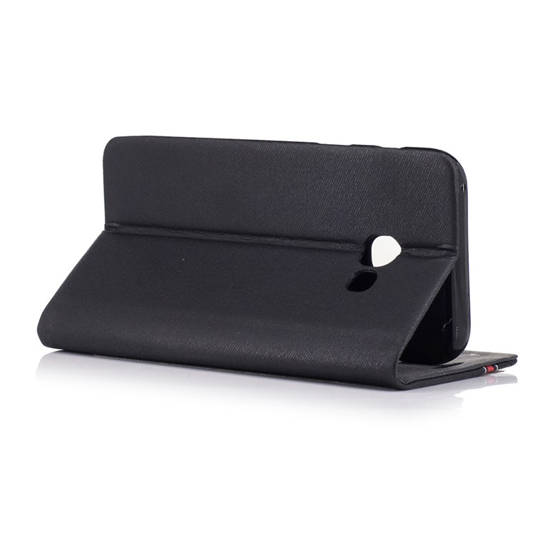 Contrast Color Leather Card Holder Phone Case with Stand for Samsung Galaxy A3 2017 - Black-3