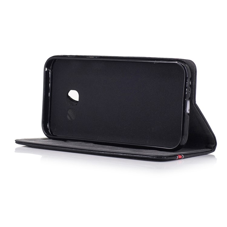Contrast Color Leather Card Holder Phone Case with Stand for Samsung Galaxy A3 2017 - Black-4