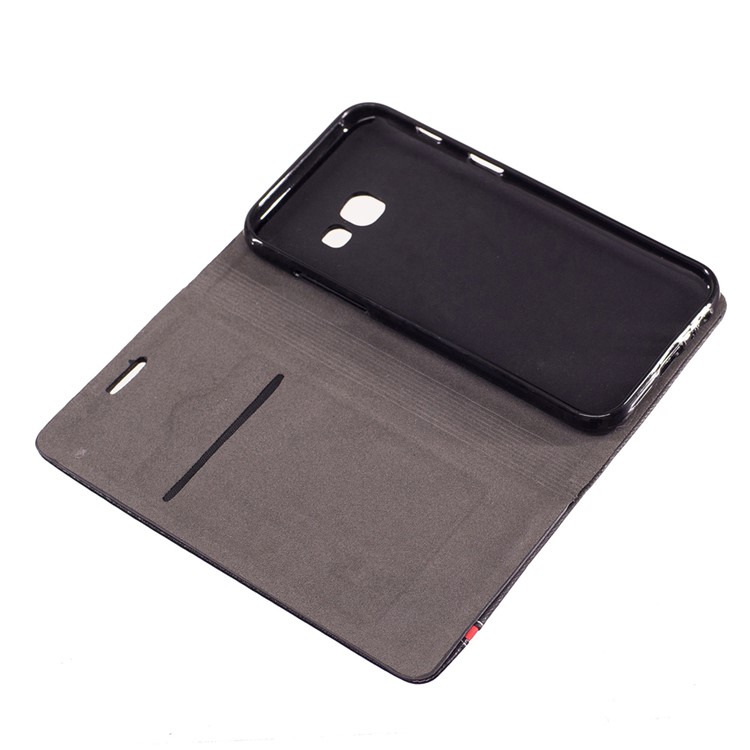 Contrast Color Leather Card Holder Phone Case with Stand for Samsung Galaxy A3 2017 - Black-7