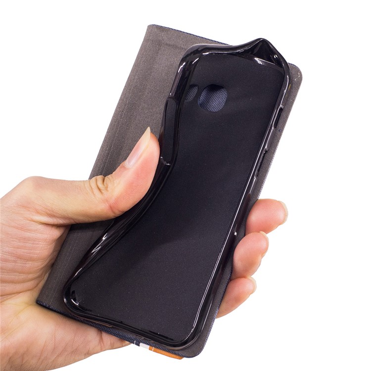 Contrast Color Leather Card Holder Phone Case with Stand for Samsung Galaxy A3 2017 - Black-8