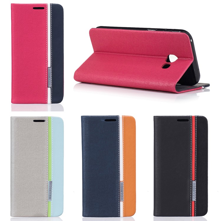 Contrast Color Leather Card Holder Phone Case with Stand for Samsung Galaxy A3 2017 - Black-9