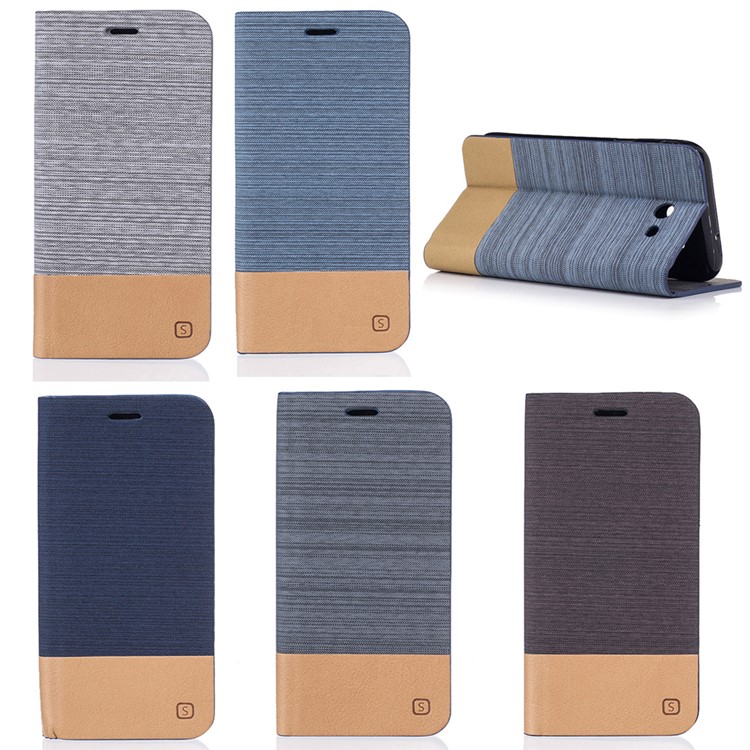Two-tone Linen Leather Stand Phone Casing for Samsung Galaxy J3 (2017) - Dark Grey-9