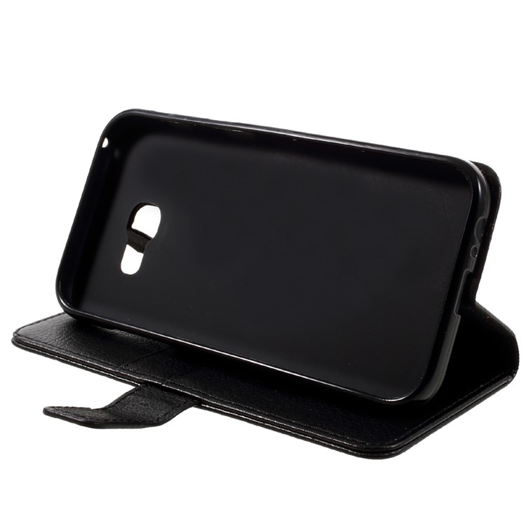 Litchi Grain Stand Leather Wallet Phone Case for Samsung Galaxy A5 (2017) - Black-4