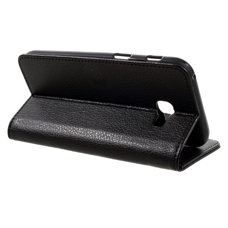 Litchi Grain Stand Leather Wallet Phone Case for Samsung Galaxy A5 (2017) - Black-5