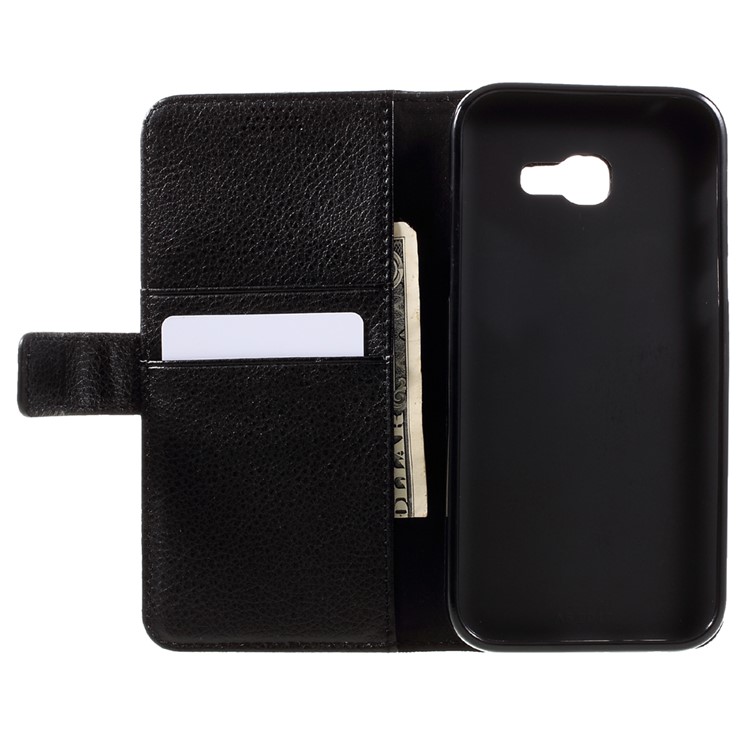 Litchi Grain Stand Leather Wallet Phone Case for Samsung Galaxy A5 (2017) - Black-6