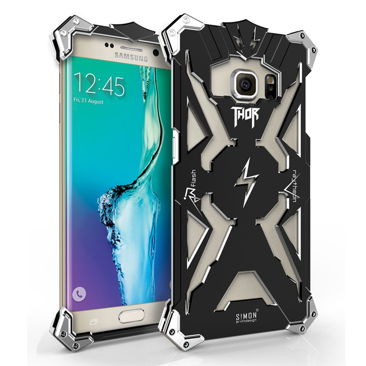 For Samsung Galaxy S7 Edge G935 Rock Aviation Aluminum Metal Armor Mobile Phone Case - Black-1