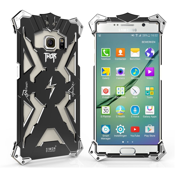 For Samsung Galaxy S6 G920 Tough Aviation Aluminum Metal Armor Mobile Cover - Black-2