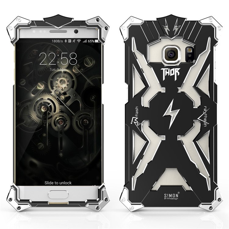 For Samsung Galaxy S6 Edge G925 Punk Rock Aviation Aluminum Metal Armor Mobile Case Cover - Black-1