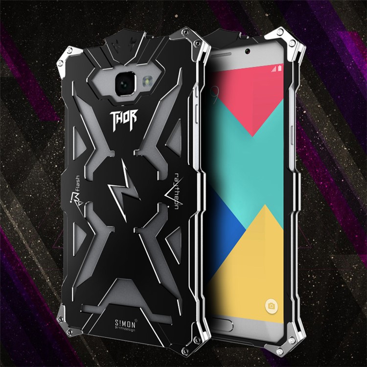 For Samsung Galaxy A9 (2016) Punk Rock Aviation Aluminum Metal Armor Mobile Casing Cover - Black-1