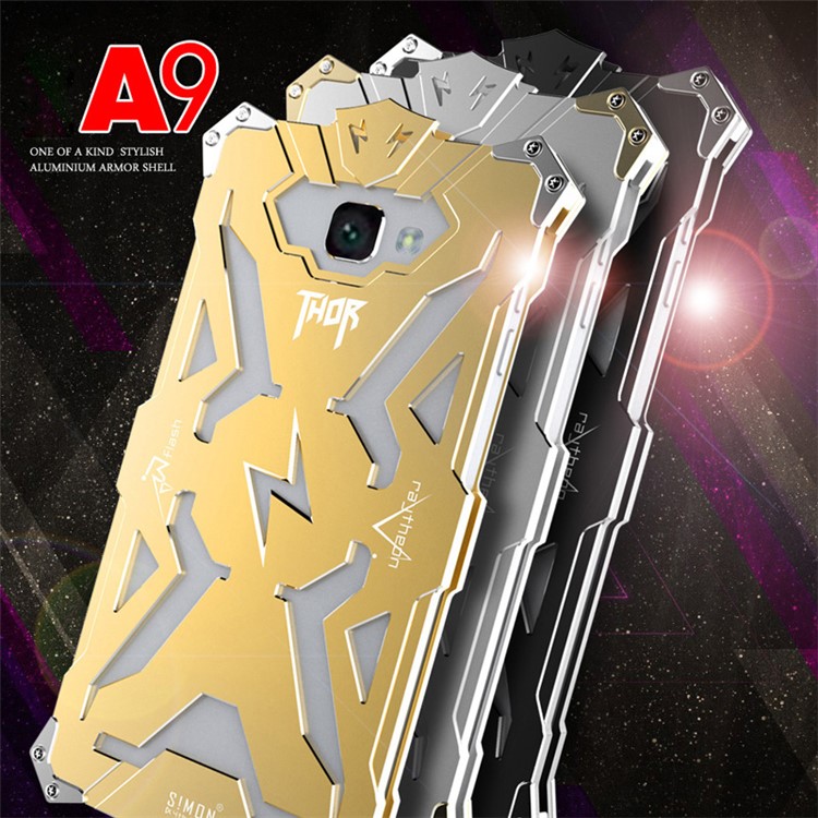 For Samsung Galaxy A9 (2016) Punk Rock Aviation Aluminum Metal Armor Mobile Casing Cover - Black-3