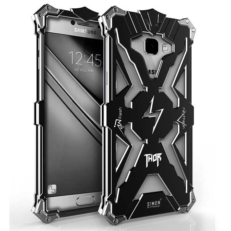 Heavy Duty Aviation Aluminum Armor Phone Back Case for Samsung Galaxy C7 - Black-1