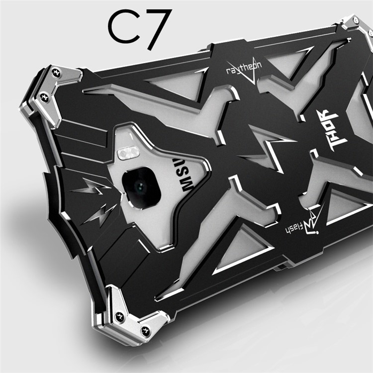 Heavy Duty Aviation Aluminum Armor Phone Back Case for Samsung Galaxy C7 - Black-2