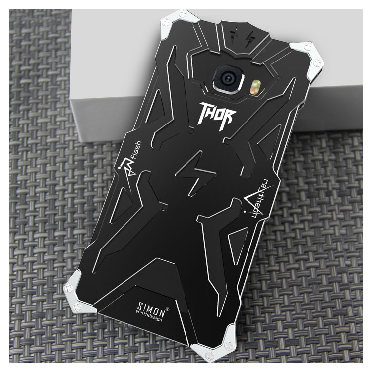 For Samsung Galaxy C5 Punk Rock Aviation Aluminum Metal Armor Mobile Case Cover - Black-2