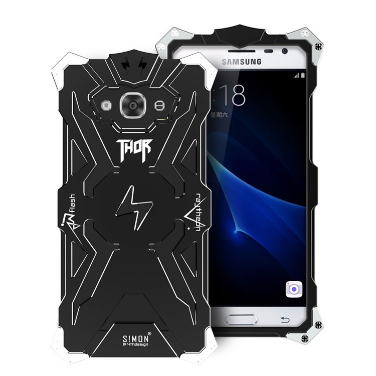 For Samsung Galaxy J3 Pro Punk Rock Aviation Aluminum Metal Armor Mobile Phone Case - Black-1