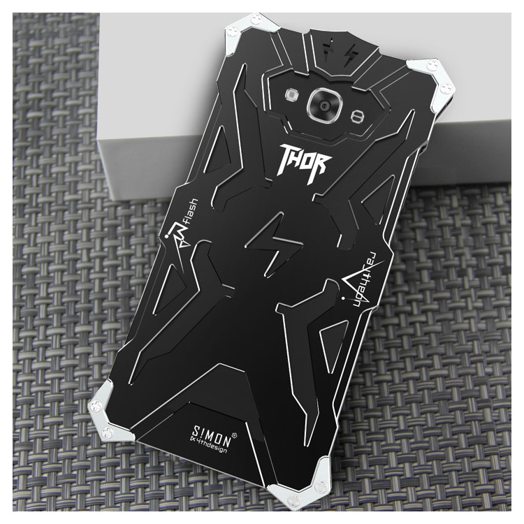 For Samsung Galaxy J3 Pro Punk Rock Aviation Aluminum Metal Armor Mobile Phone Case - Black-2