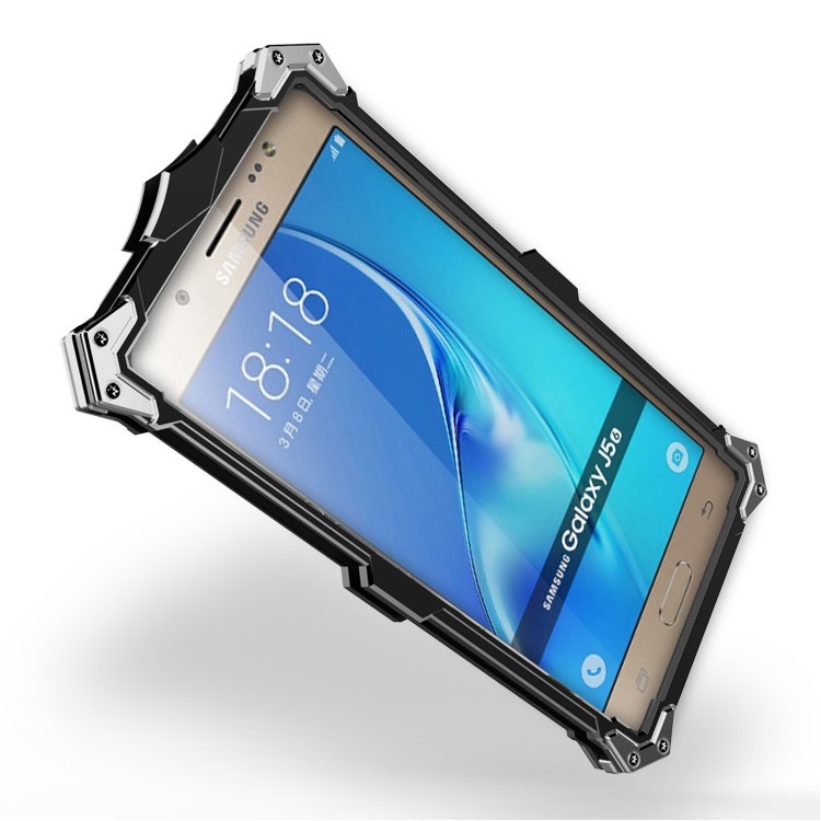 For Samsung Galaxy J3 Pro Punk Rock Aviation Aluminum Metal Armor Mobile Phone Case - Black-3