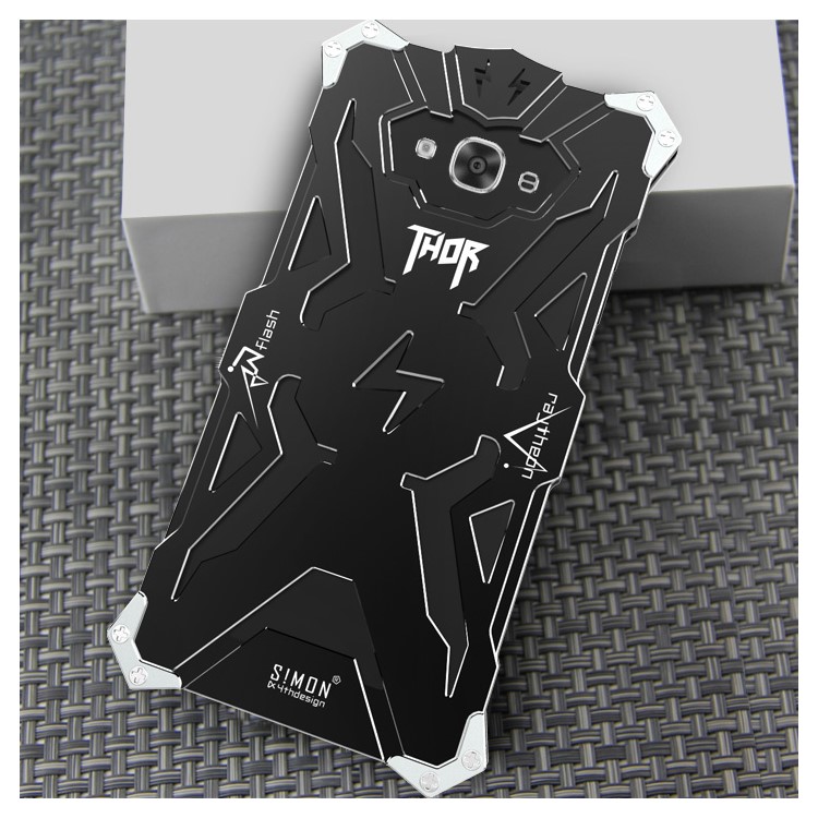 For Samsung Galaxy J5 (2016) SM-J510 Punk Rock Aviation Aluminum Metal Armor Mobile Phone Case - Black-2