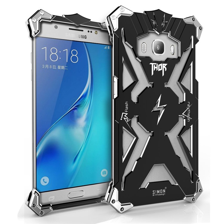 For Samsung Galaxy J7 2016 Punk Rock Aviation Aluminum Metal Armor Mobile Phone Case - Black-1