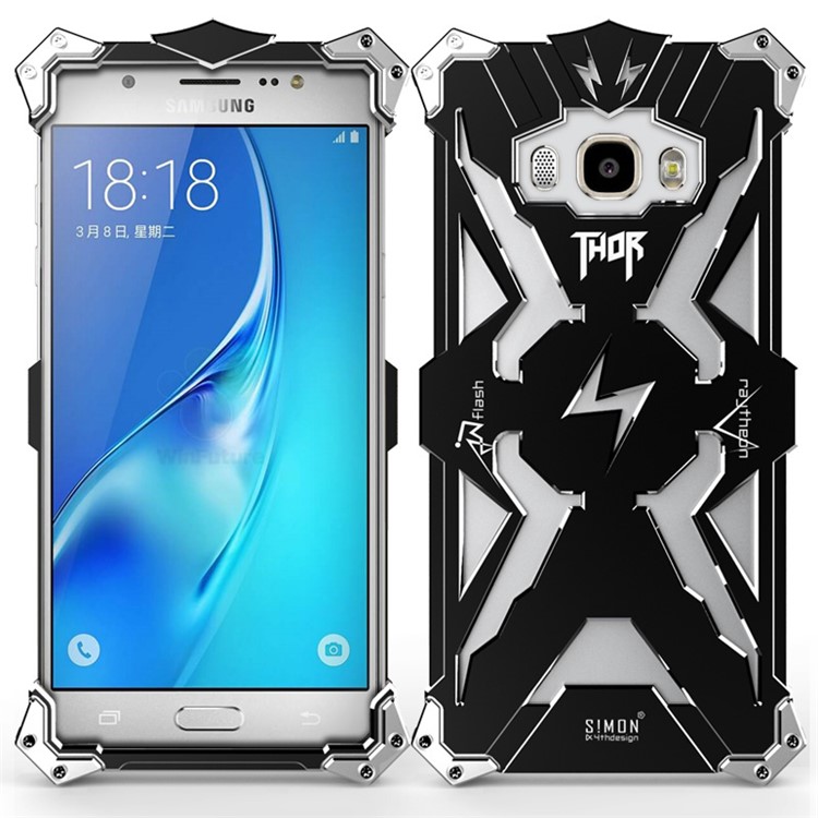 For Samsung Galaxy J7 2016 Punk Rock Aviation Aluminum Metal Armor Mobile Phone Case - Black-3