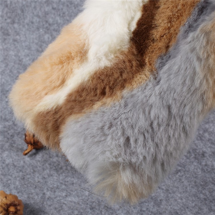 Rhinestone Studded Faux Rabbit Fur TPU Phone Case for Samsung Galaxy S6 G920 - Grey / Brown-5