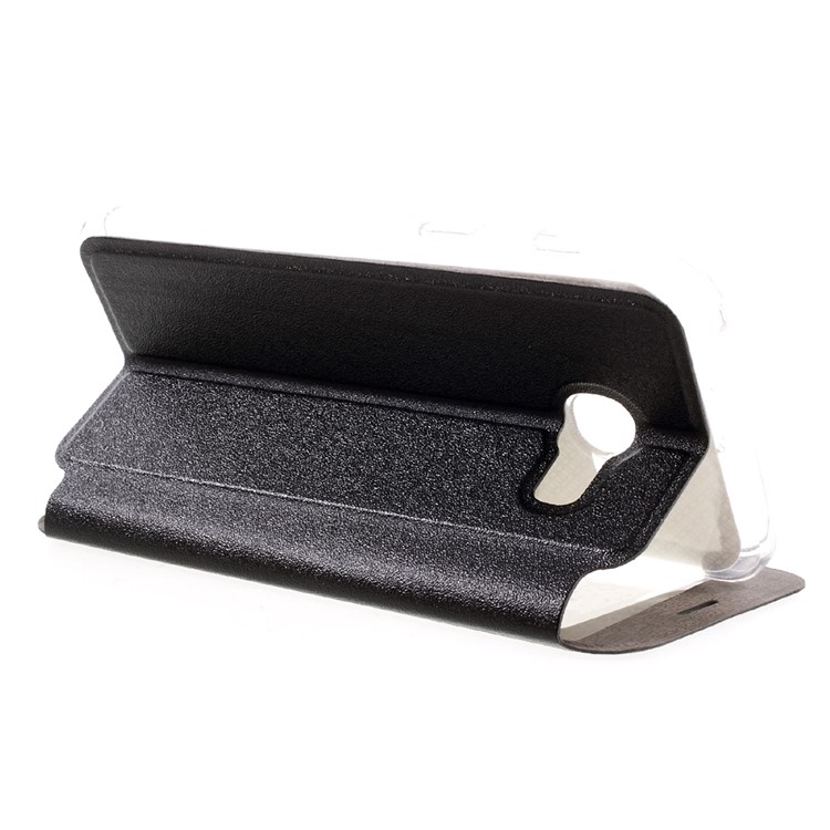 Slide to Answer Window Leather Phone Case for Samsung Galaxy A3 2017 - Black-5