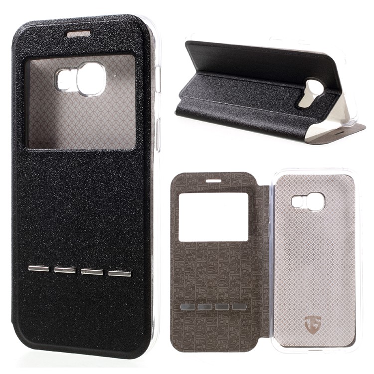 View Window Touch Slide Leather Flip Case for Samsung Galaxy A5 2017 - Black-1