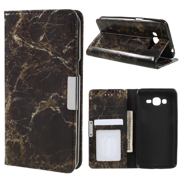 Marble Grain Leather Stand Phone Casing for Samsung Galaxy J2 Prime - Black-1