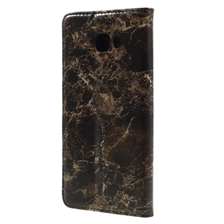 Marble Grain Wallet Phone Case Smooth Leather Cover for Samsung Galaxy C9 Pro - Black-2