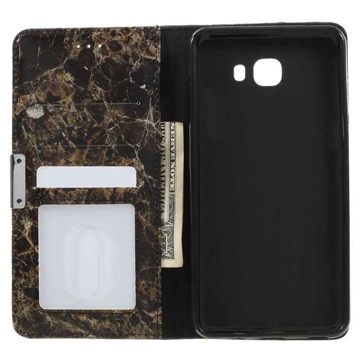 Marble Grain Wallet Phone Case Smooth Leather Cover for Samsung Galaxy C9 Pro - Black-6