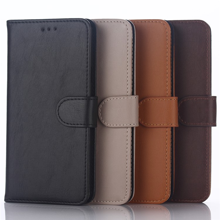 Creay Horse Leather Wallet Stand Phone Case for Samsung Galaxy A7 (2017) - Black-5