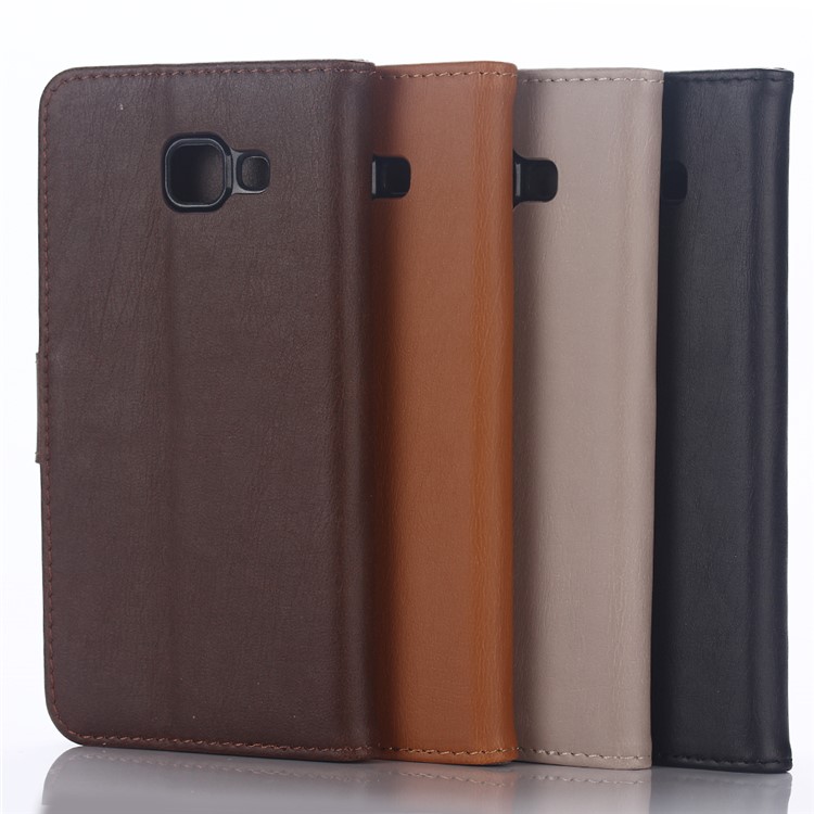 Creay Horse Leather Wallet Stand Phone Case for Samsung Galaxy A7 (2017) - Black-6