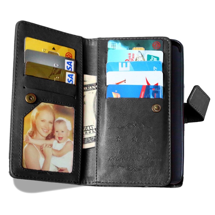 Multi-slot Leather Wallet Stand Phone Case for Samsung Galaxy Grand Prime SM-G530 - Black-8
