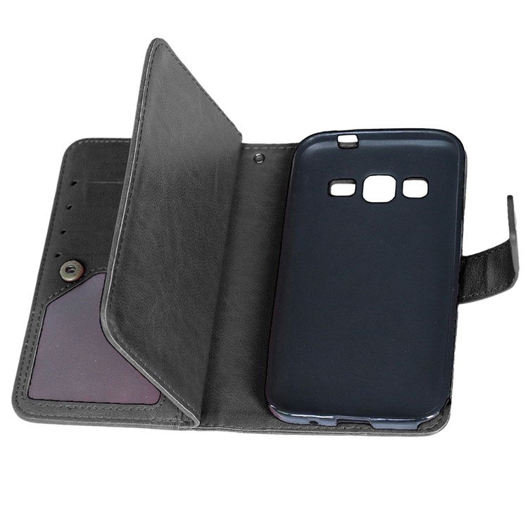 Multi-slot Leather Wallet Stand Phone Case for Samsung Galaxy Core Prime SM-G360 - Black-4