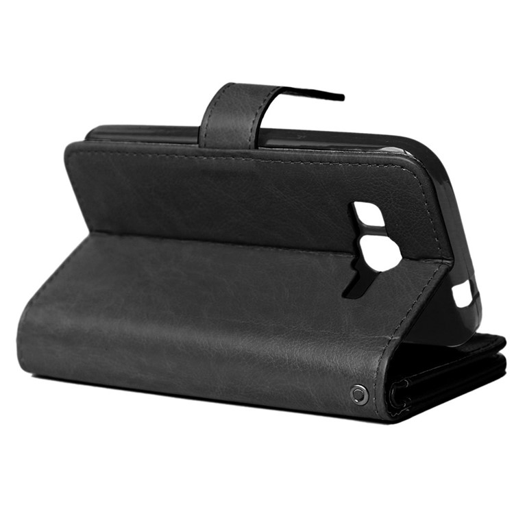 Multi-slot Leather Wallet Stand Phone Case for Samsung Galaxy Core Prime SM-G360 - Black-6