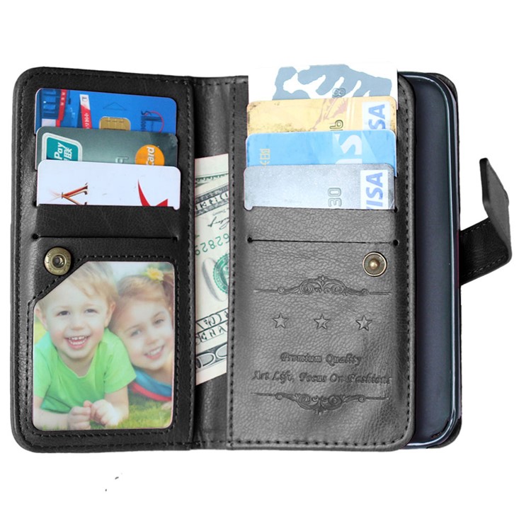 Multi-slot Leather Wallet Stand Phone Case for Samsung Galaxy Core Prime SM-G360 - Black-7