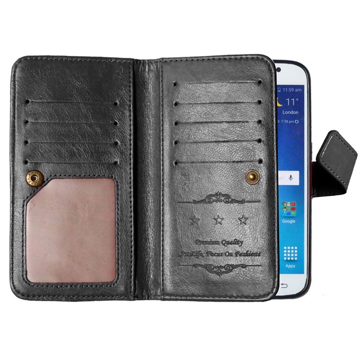 Crazy Horse 9 Card Slots Leather Wallet Case for Samsung Galaxy S6 G920 - Black-3