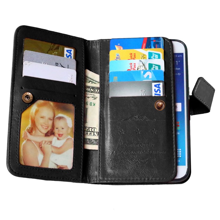 Crazy Horse 9 Card Slots Leather Wallet Case for Samsung Galaxy S6 G920 - Black-8