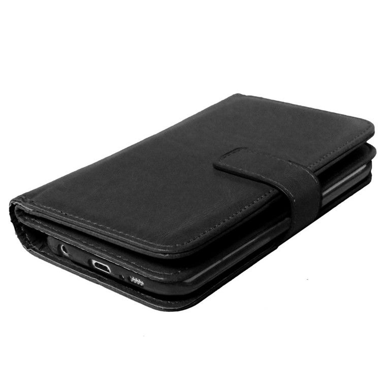 Crazy Horse 9 Card Slots Leather Wallet Case for Samsung Galaxy S6 Edge G925 - Black-4