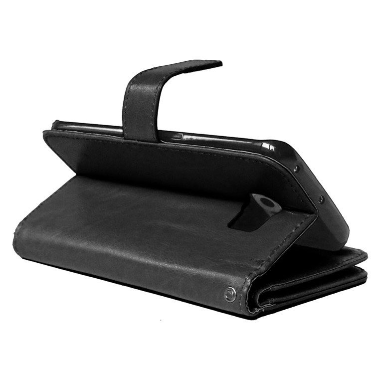 Crazy Horse 9 Card Slots Leather Wallet Case for Samsung Galaxy S6 Edge G925 - Black-7