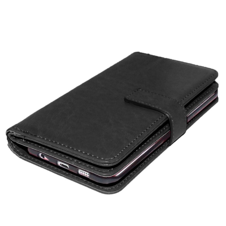 Crazy Horse 9 Card Slots Leather Wallet Phone Case for Samsung Galaxy S6 Edge Plus G928 - Black-4