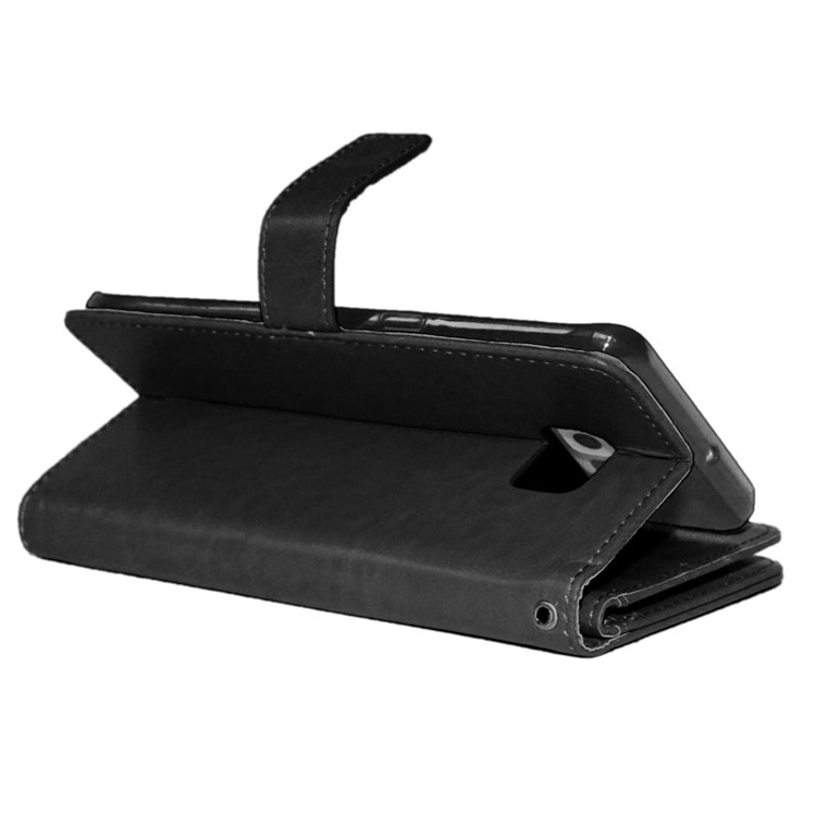 Crazy Horse 9 Card Slots Leather Wallet Phone Case for Samsung Galaxy S6 Edge Plus G928 - Black-7