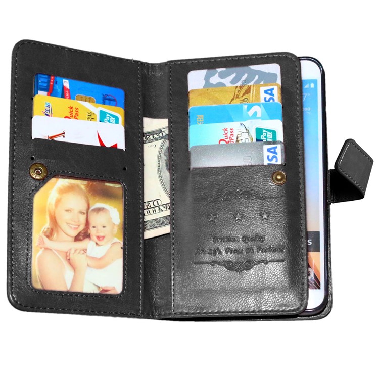 Crazy Horse 9 Card Slots Leather Wallet Phone Case for Samsung Galaxy S6 Edge Plus G928 - Black-8
