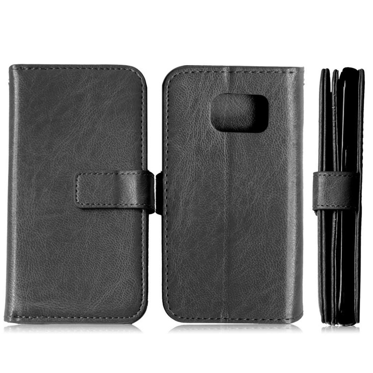 Crazy Horse 9 Card Slots Leather Wallet Phone Case for Samsung Galaxy S7 G930 - Black-2