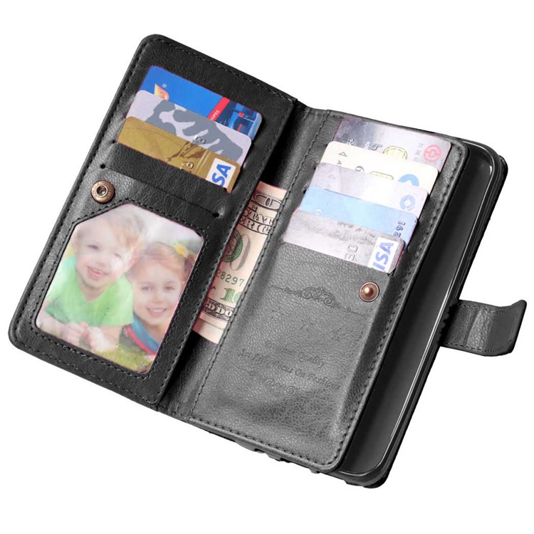 Crazy Horse 9 Card Slots Leather Wallet Phone Case for Samsung Galaxy S7 G930 - Black-3