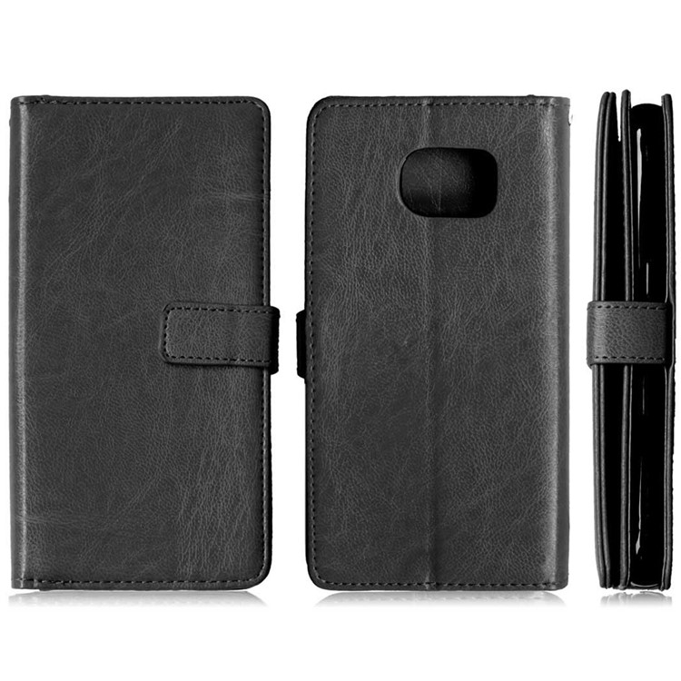 Multi-slot Leather Wallet Stand Phone Case for Samsung Galaxy S7 Plus - Black-2