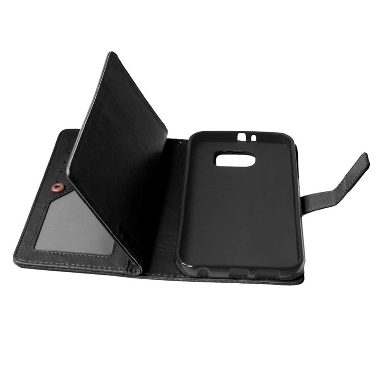 Multi-slot Leather Wallet Stand Phone Case for Samsung Galaxy S7 Plus - Black-3