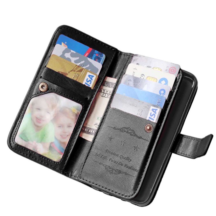 Multi-slot Leather Wallet Stand Phone Case for Samsung Galaxy S7 Plus - Black-8