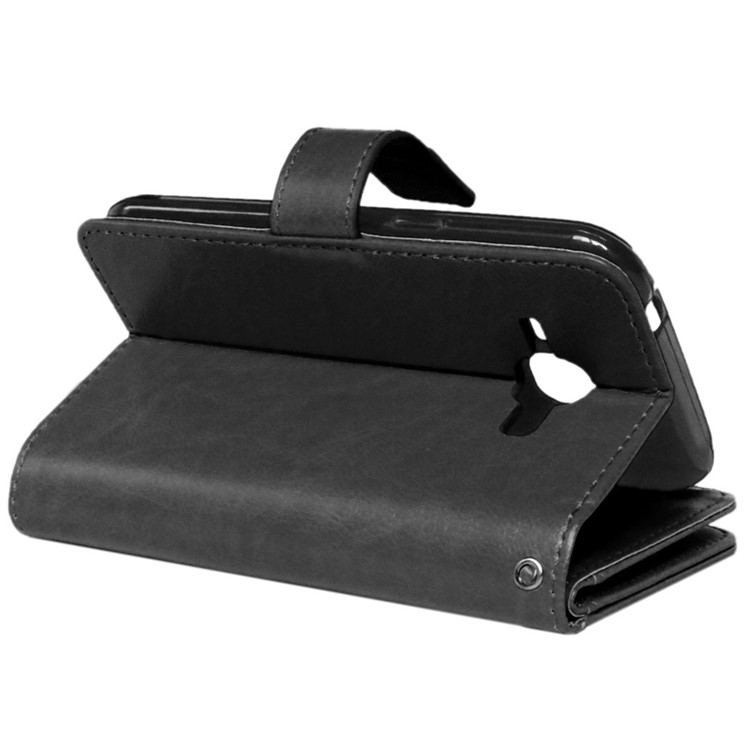 Crazy Horse 9 Card Slots Leather Wallet Case for Samsung Galaxy J1/J1 4G - Black-6